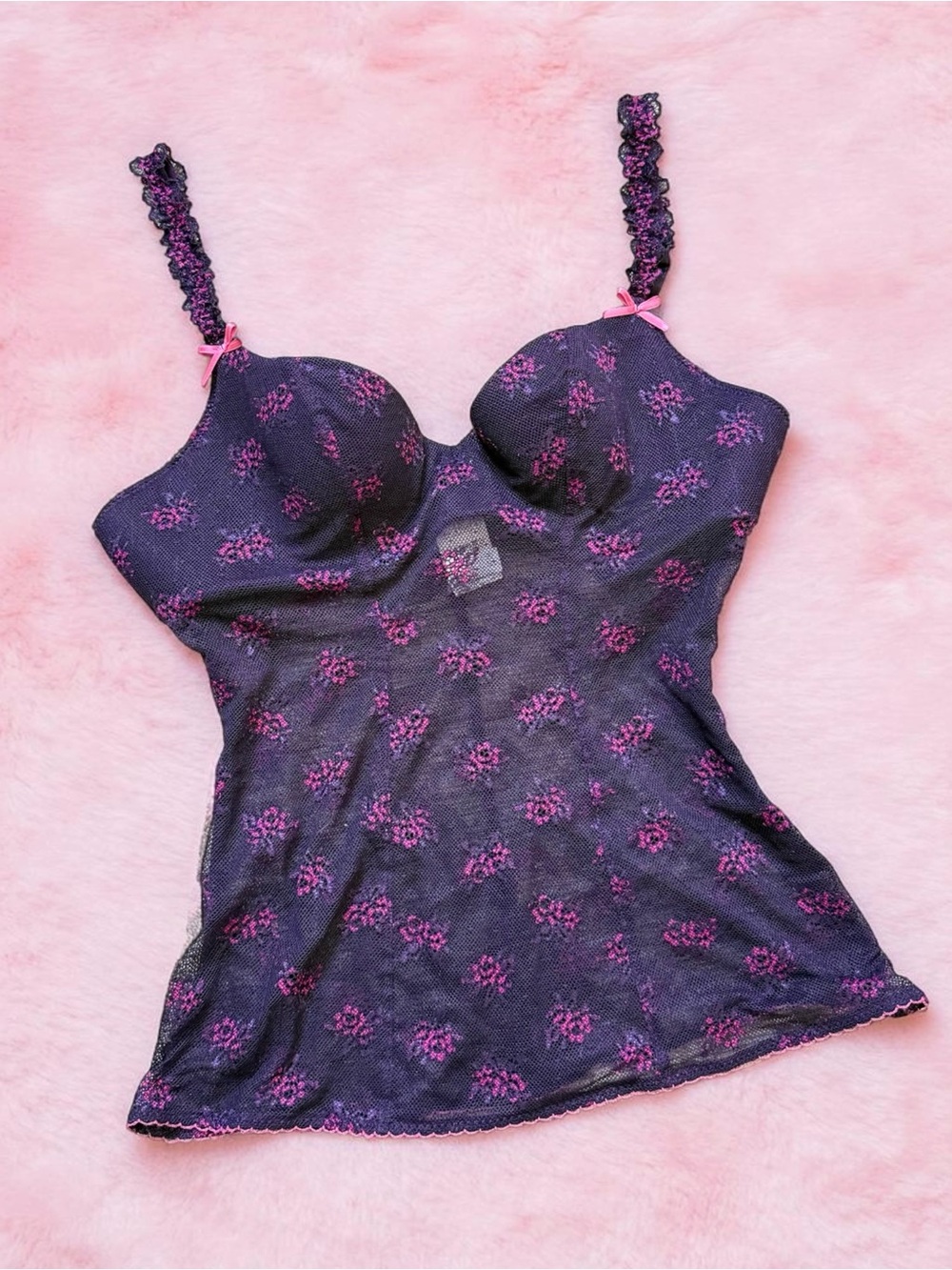Intimissimi Bustier Top Lace Bra Lingerie Purple Pink Floral S Small